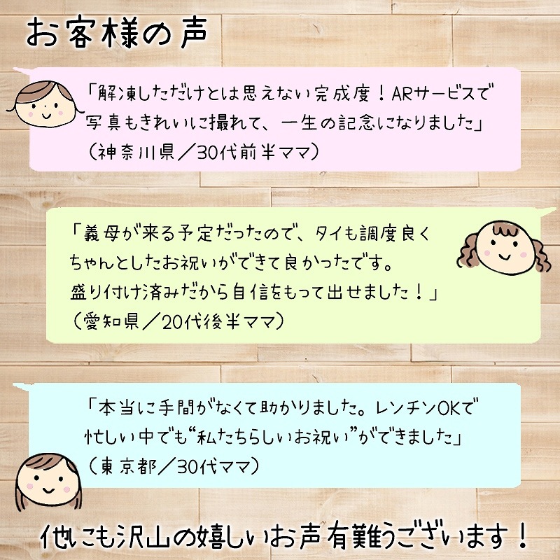 通信販売）お食い初め料理セット【新商品】めばえ膳／めばえぜん│使い捨て容器付き｜鯛のサイズ変更可能｜★北海道・沖縄を除く送料無料★