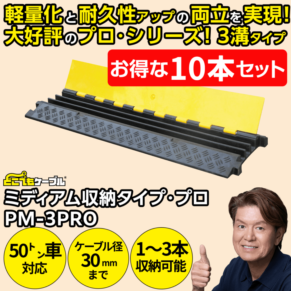 【10本セット】強化型ケーブルプロテクターどこでもケーブル ミディアム収納タイプ・プロ