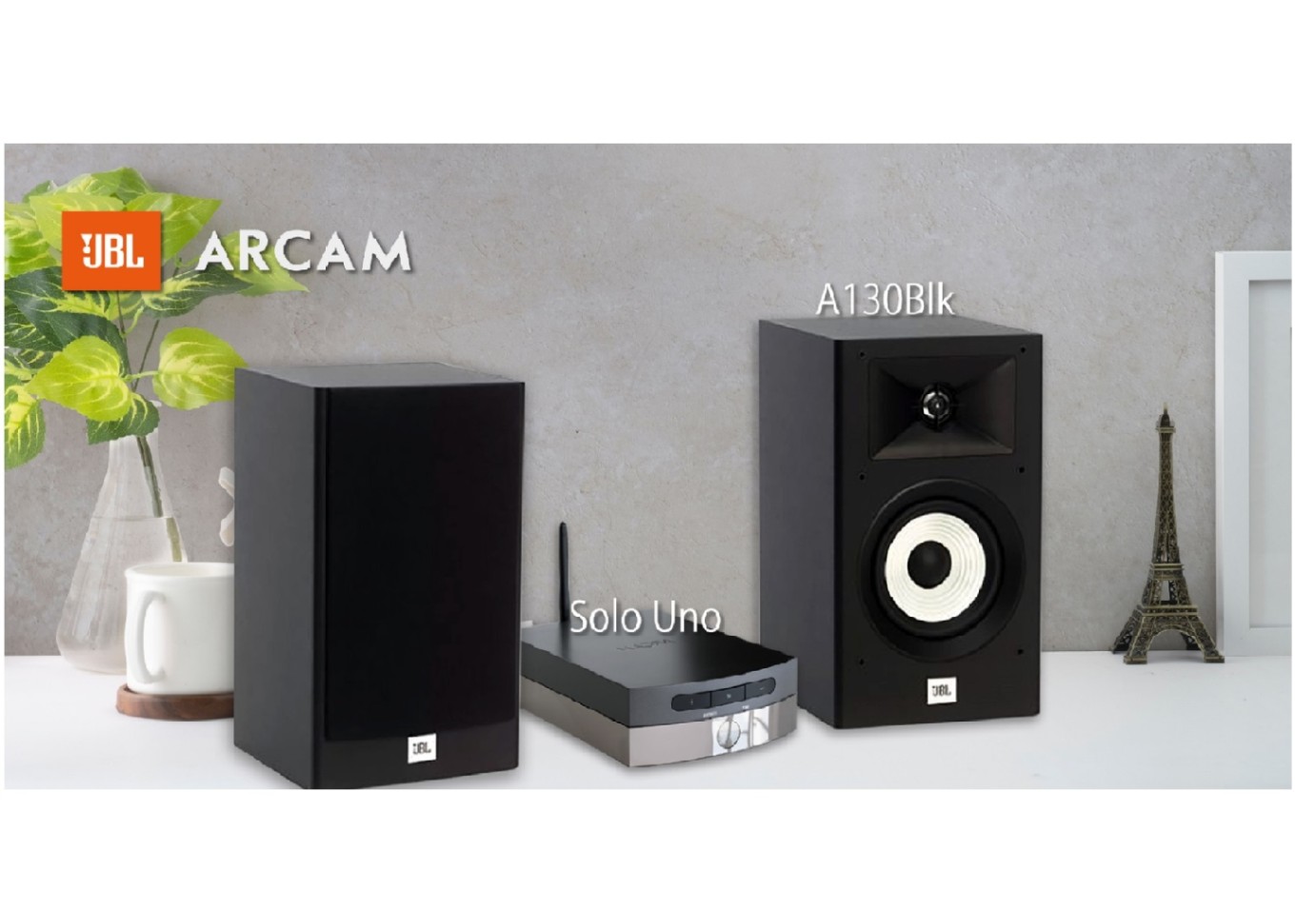 特別セットJBL A130BLK+ARCAM SOLO UNOアンプ付きストリーマー【2 