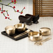 ウォナンセットA◆ご飯用2・スープ用2・スジョ(箸、スプーン)2・箸置き2【真鍮製食器】二人用