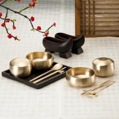 オモクセット◆ご飯用2・スープ用2・スジョ(箸、スプーン)2・箸置2【真鍮製食器】二人用