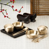ヨニョプセット◆ご飯用2・スープ用2・スジョ(箸、スプーン)2・箸置2【真鍮製食器】二人用
