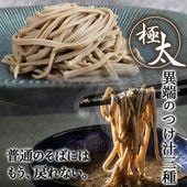 ＼極太手打ち生そばのために開発／ 新感覚3種のつけ汁セット（バジル、鯖黒カレー、坦々つけ汁）