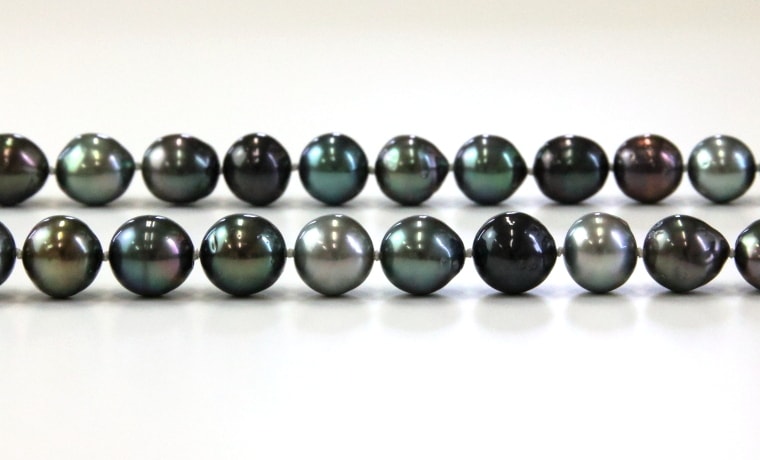 ♣️♠️マルチカラーネックレス❗ 黒蝶真珠マルチカラーロングネックレス【大きさ9.0-12.9㎜・86