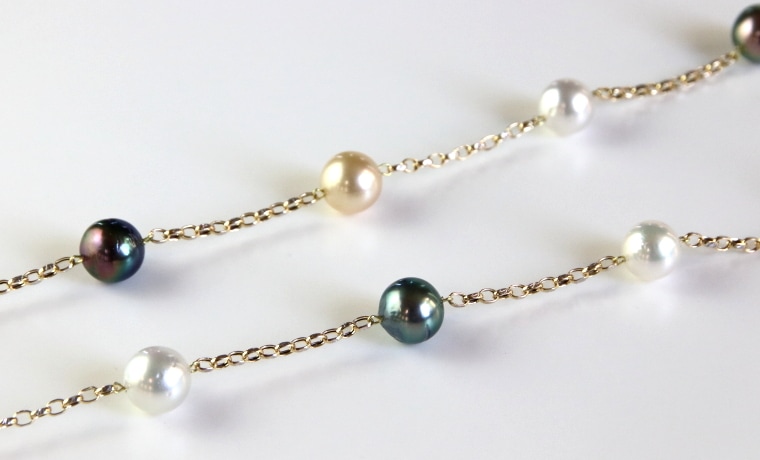 K18/WG3パールステーションネックレス【大きさ8-10㎜・長さ72