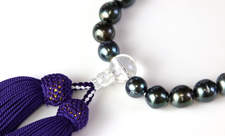 タヒチ産黒蝶真珠葬祭4点セット【ネックレス・イヤリング・リング