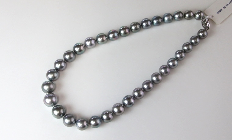 黒蝶真珠”オーシャングレー”ネックレス【大きさ11.2-14.9㎜・長
