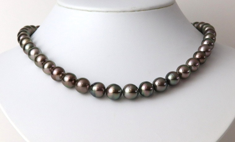 真科研鑑別書✨ オーロラピーコック 8.2-10.8mm 黒蝶真珠 ネックレス オーロラ・ピーコック鑑別 黒蝶真珠ネックレス【大きさ8.0-10.9