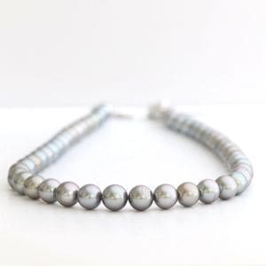 SVタヒチ産黒蝶真珠ネックレス【大きさ8.0-10.1mm・長さ44cm】オーシャンブルー鑑別＜SK222104＞