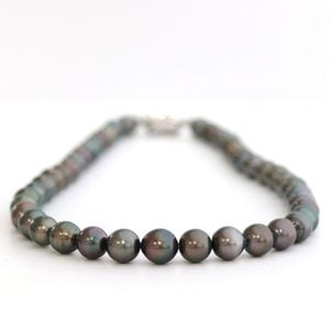 SVタヒチ産黒蝶真珠ネックレス【大きさ8.0-10.4mm・長さ43cm】＜341-02＞