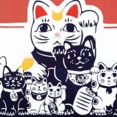 注染手ぬぐい 猫手まねき 縁起 日本製