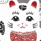 注染手ぬぐい 招きにゃんこ 縁起 日本製