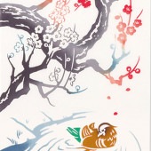 kenema 注染手拭い 『おしどり梅』 秋 花圃 日本製 早春 梅花 紅白梅 kenema-50129|布もの|和小物・生活雑貨