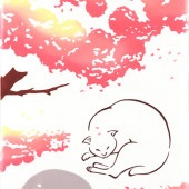 注染手ぬぐい お花見猫 さくら 日本製|布もの|和小物・生活雑貨