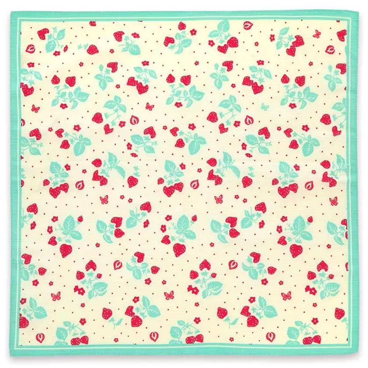 捻染 小風呂敷  苺摘み 緑　日本製