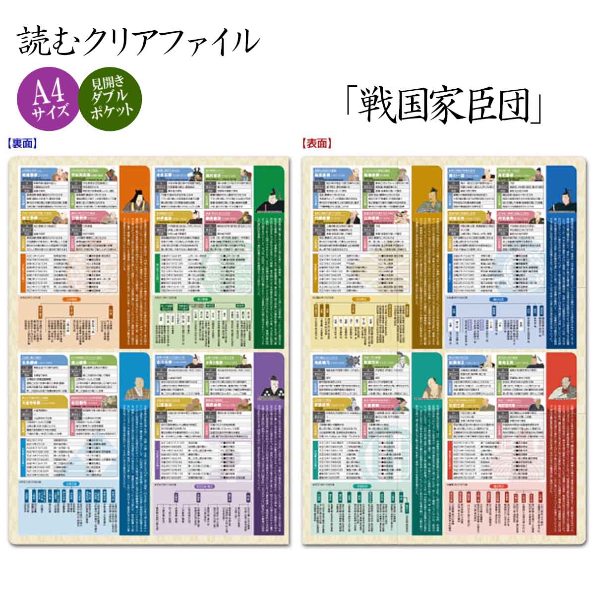 人物略歴・関連事項・年譜等を網羅した！読むクリアファイル 『 戦国家臣団 』（見開きダブルポケット式）
