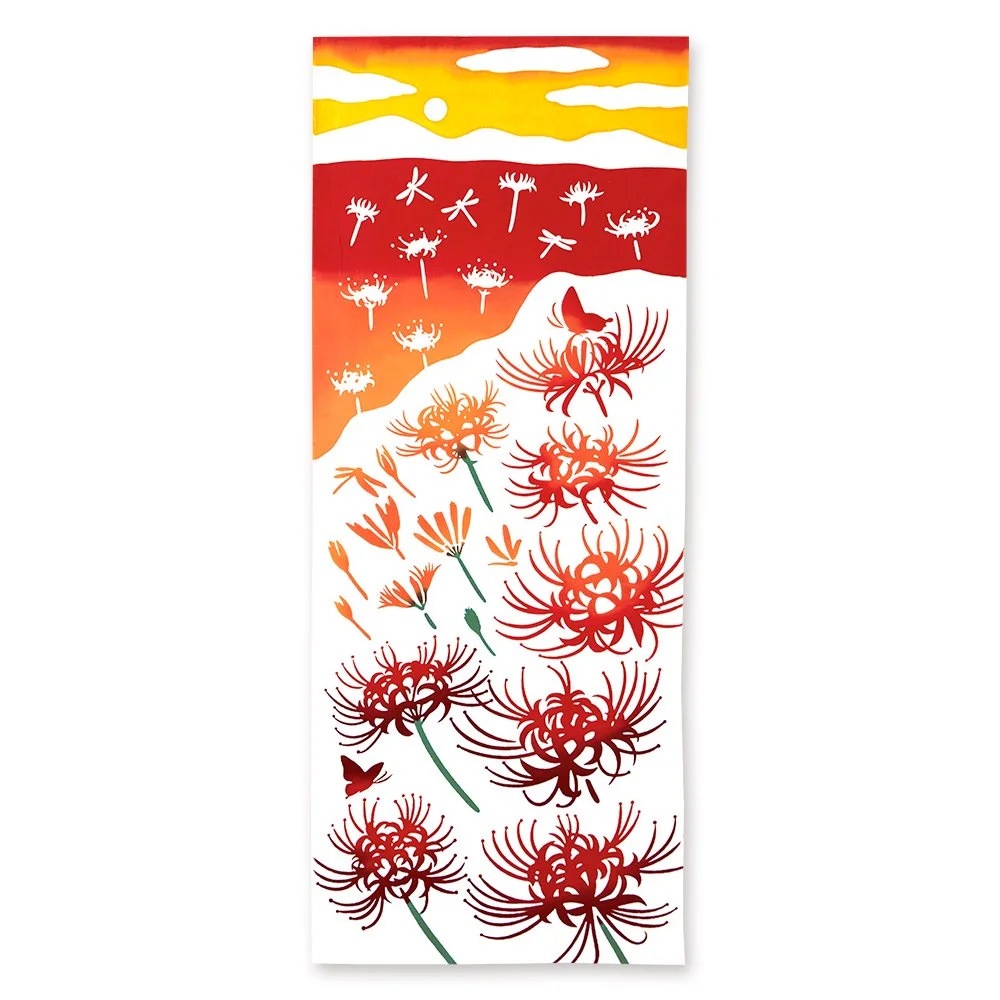注染手ぬぐい 秋 花圃 夕映え彼岸花 日本製-商品画像