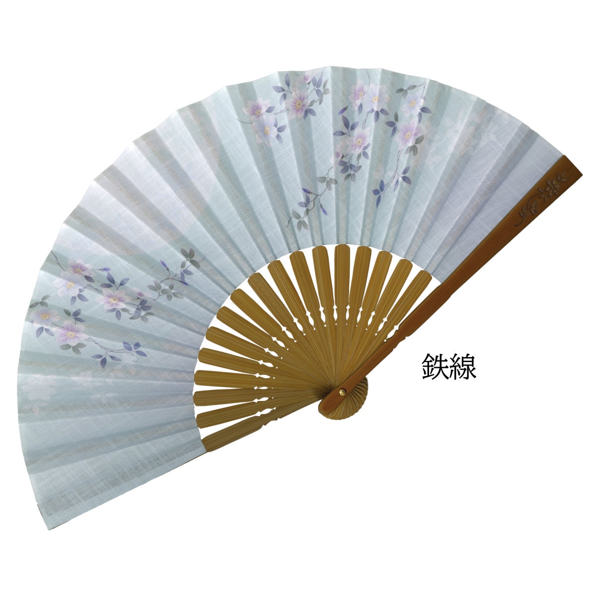 婦人布扇子 婦人半彫 松寿庵 扇子箱付-商品画像