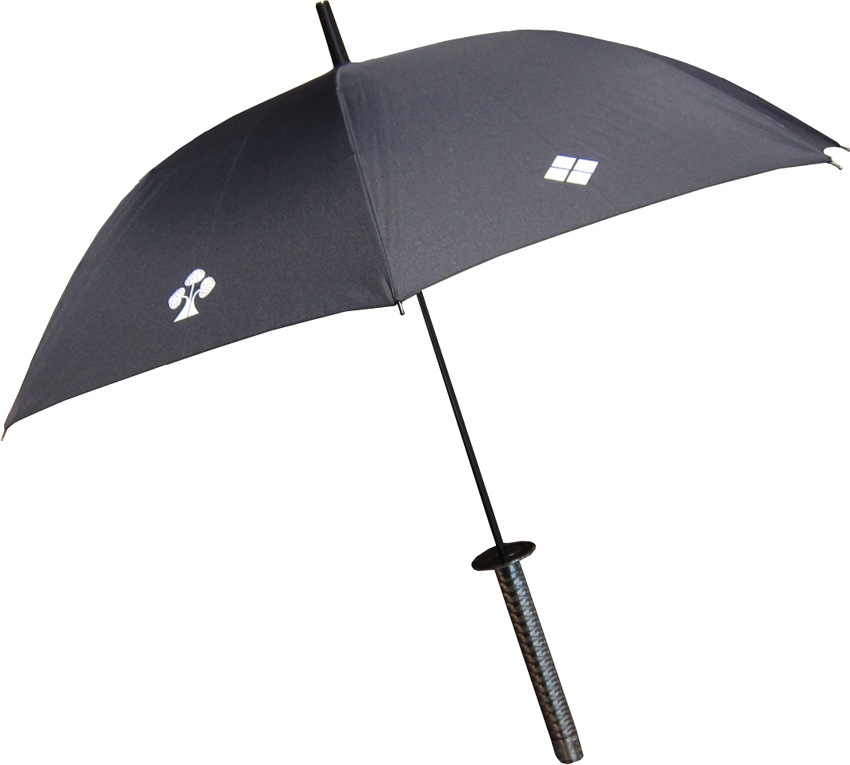 家紋28種が浮き出る不思議傘 日本サムライ刀傘 袋付き-商品画像