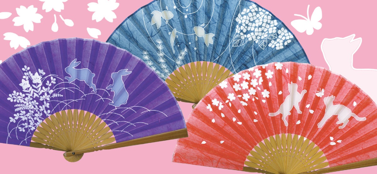 婦人布扇子 逆透かし 松寿庵 扇子箱付-商品画像