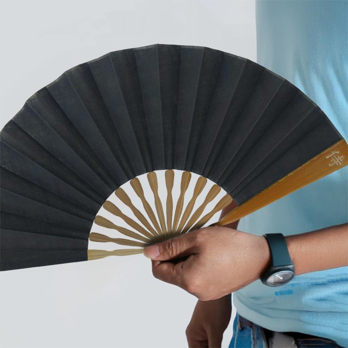 紳士 布扇子 漢字刻印 松寿庵-商品画像