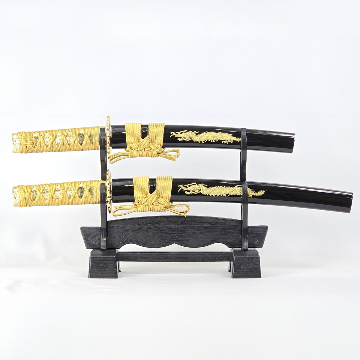 ミニミニ竜３点セット 彫金 金 刀掛台付 刀身竜彫 模造刀-商品画像