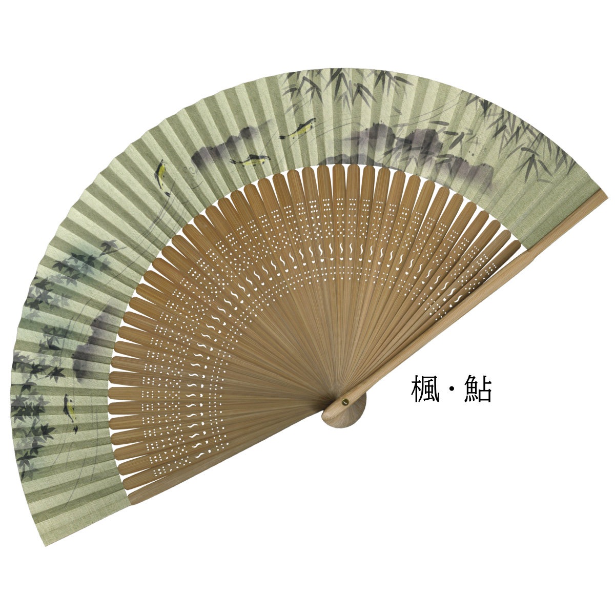 紳士 紙扇子 大短地絹張調 松寿庵 扇子箱付-商品画像