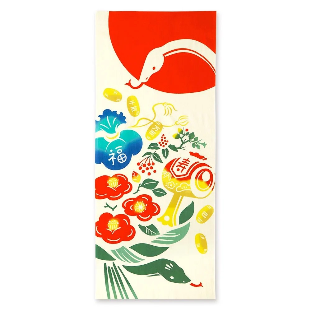 注染手ぬぐい 干支 千両万両巳飾り 日本製　2025年干支 令和7年 巳年-商品画像