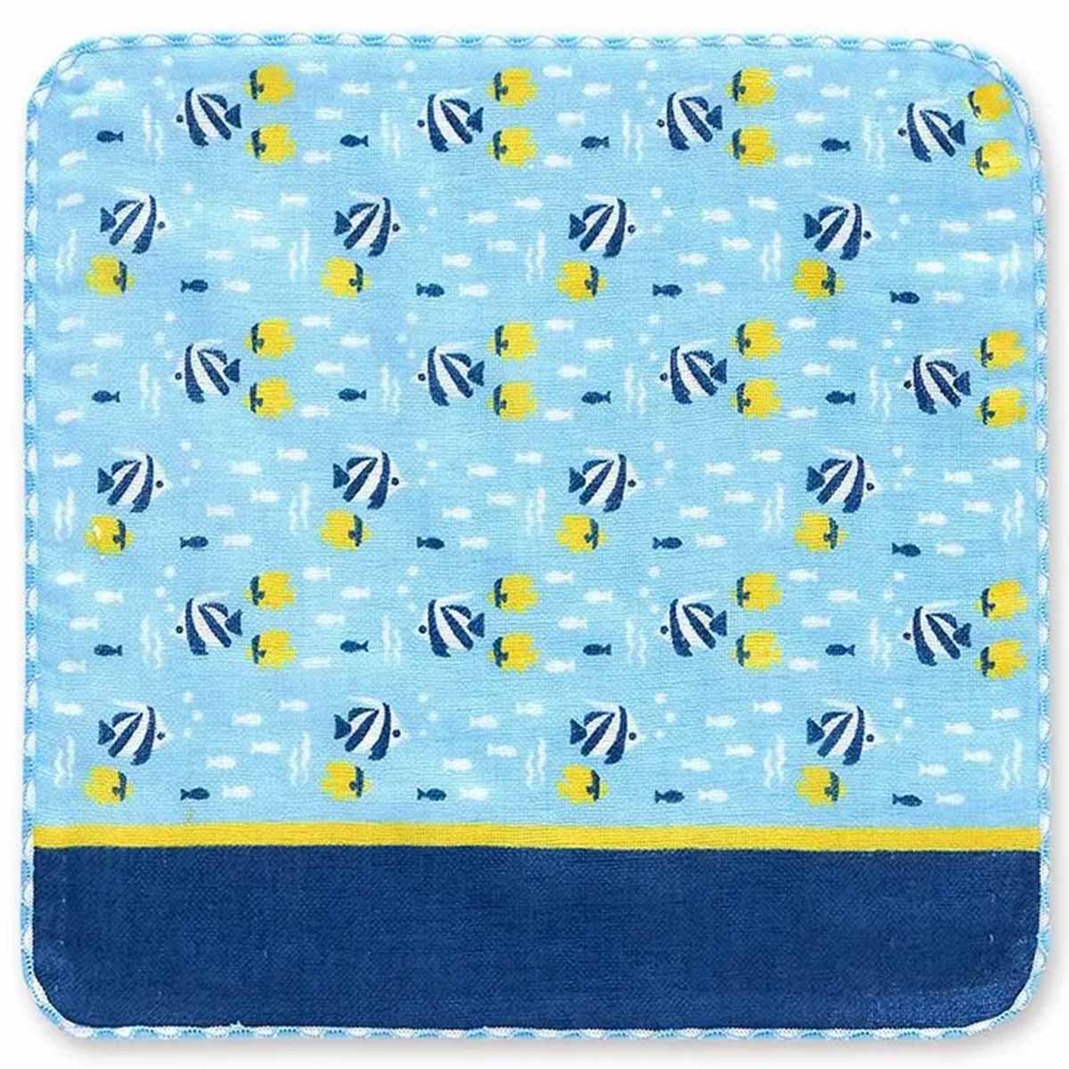 【ハンカチ】町娘のハンカチーフ 熱帯魚 紺  HOLIDAY 水族館篇  02853-商品画像