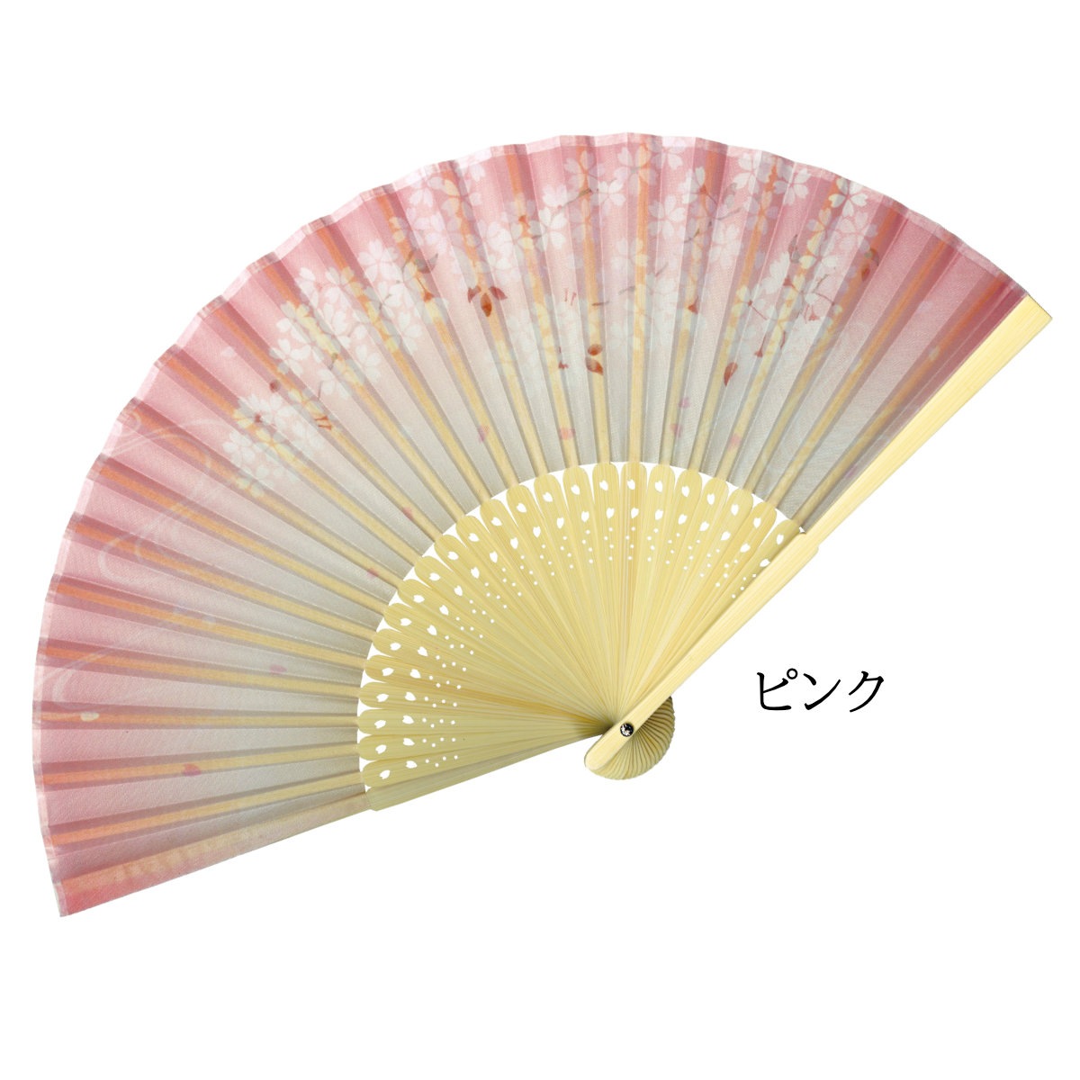 婦人布扇子 枝桜 松寿庵 扇子箱付-商品画像