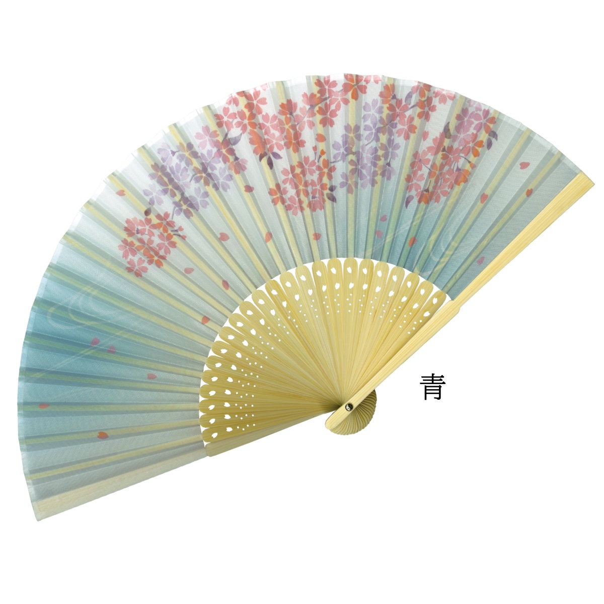 婦人布扇子 枝桜 松寿庵 扇子箱付-商品画像