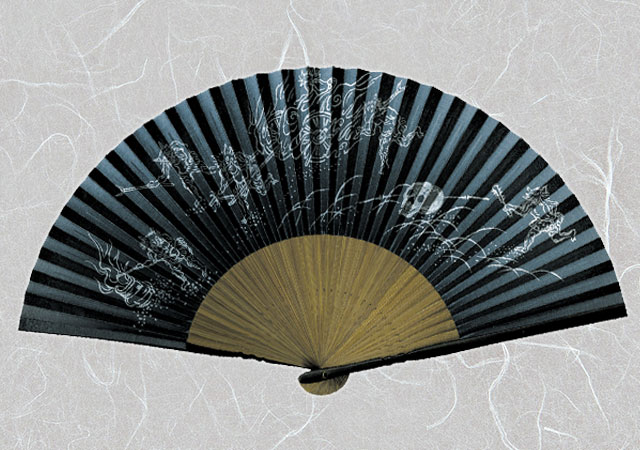 紳士紙扇子 地獄絵 黒 扇子箱付-商品画像