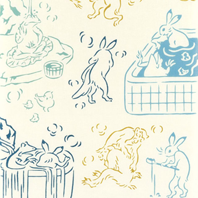 注染手ぬぐい 温泉 鳥獣戯画 日本製-商品画像