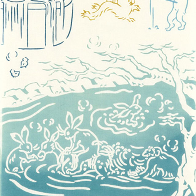 注染手ぬぐい 温泉 鳥獣戯画 日本製-商品画像