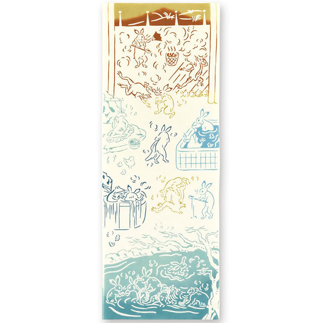 注染手ぬぐい 温泉 鳥獣戯画 日本製-商品画像