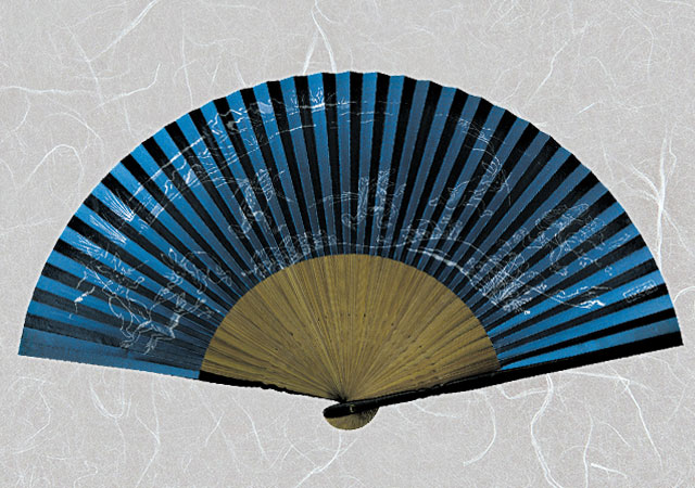 紳士紙扇子 鳥獣戯画 紺 扇子箱付｜【公式】模造刀・居合刀の専門店