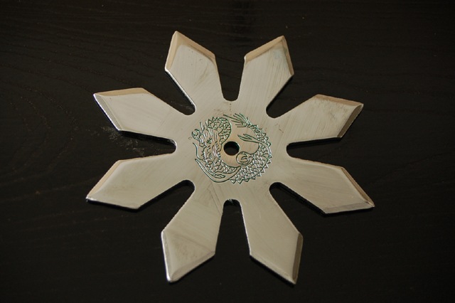 クロムメッキ手裏剣 八方 緑 Lサイズ-商品画像