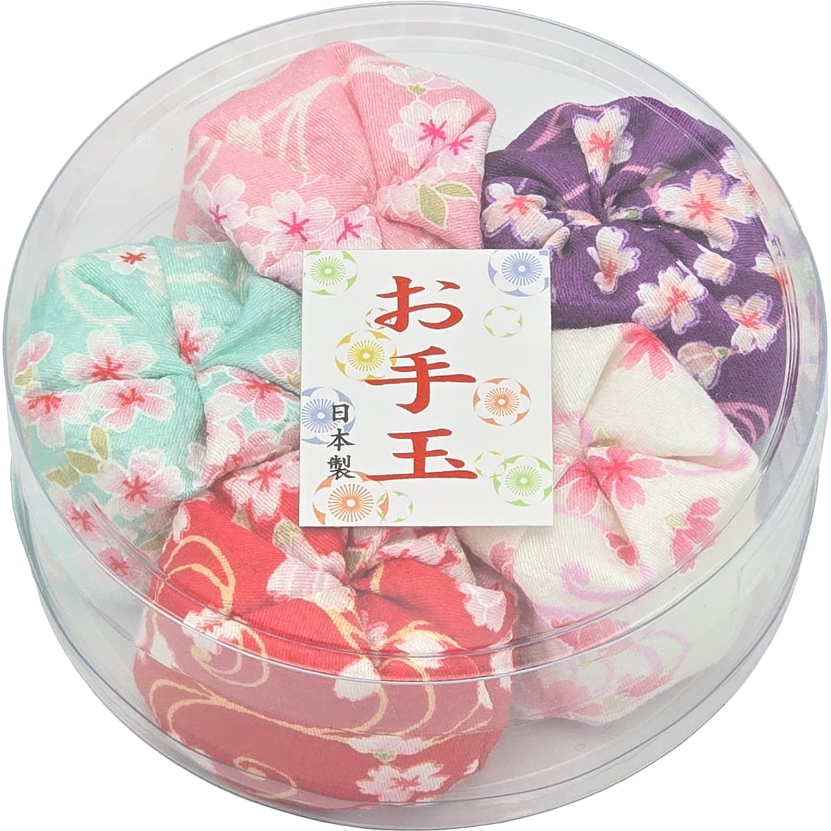 お手玉 桜柄 5個入り 日本製 プラケース入り-商品画像