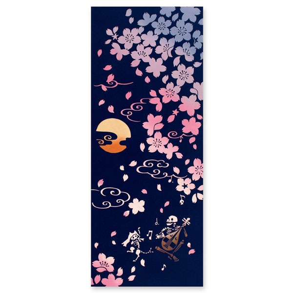 注染手ぬぐい 琵琶弾く白骨 無常 日本製-商品画像