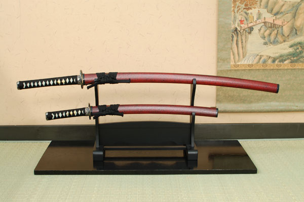 坂本龍馬 赤石目拵え 大刀 小刀セット 模造刀-商品画像