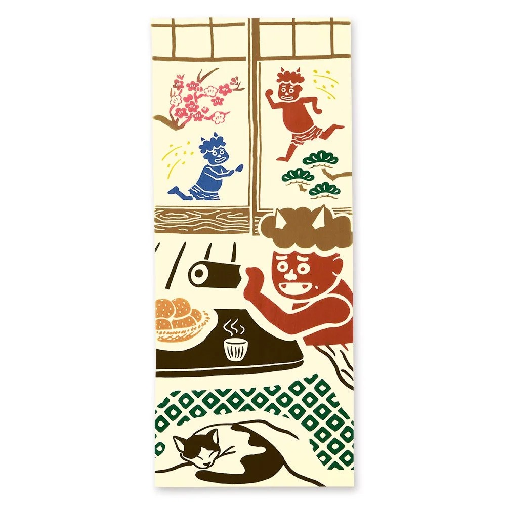 注染手ぬぐい 節分】鬼と恵方巻 (おにとえほうまき) kenema 日本製