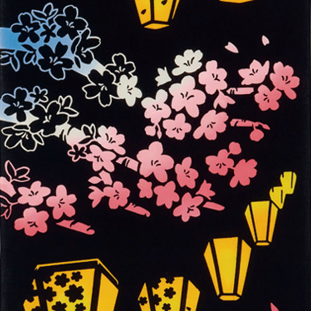 注染手ぬぐい さくら 夜桜提灯 よざくらちょうちん 日本製-商品画像