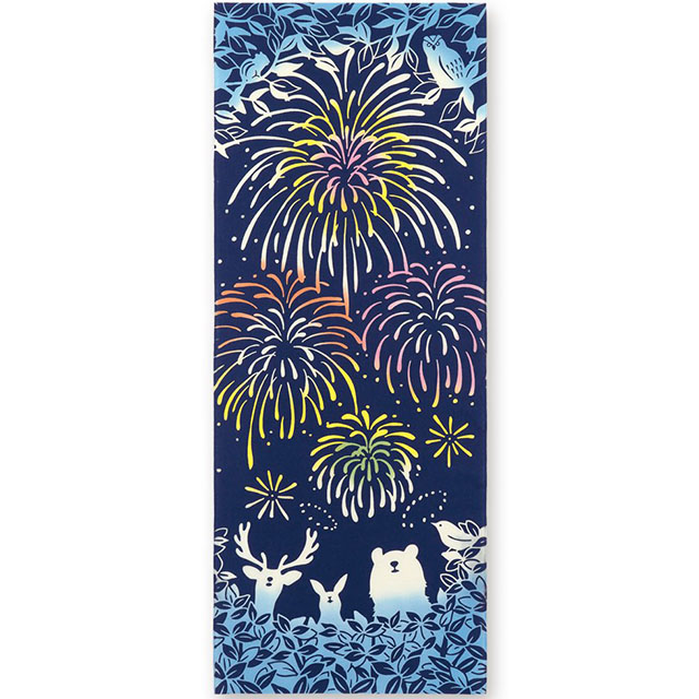 注染手ぬぐい 森の花火 夏 花火 日本製-商品画像
