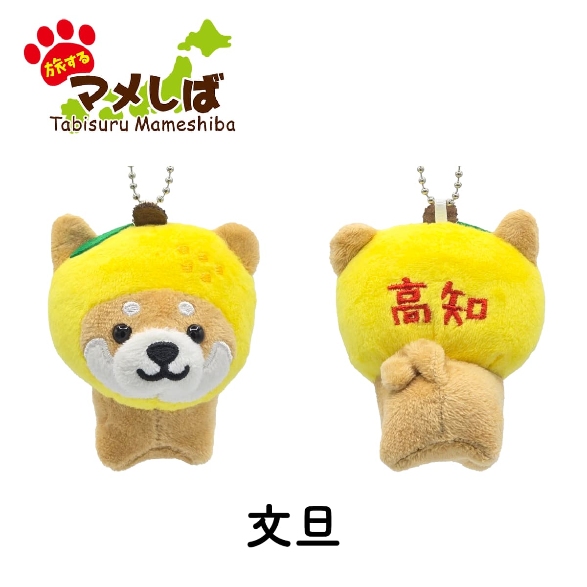 旅するマメしば 高知 文旦 ぬいぐるみボールチェーンキーホルダー-商品画像