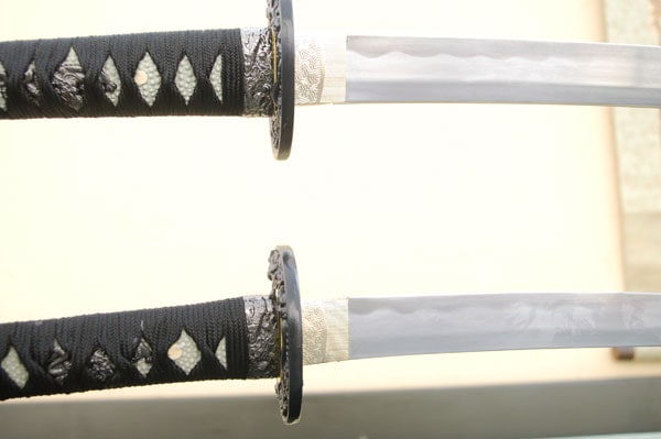 黒石目 アルミ刀身 大刀 小刀セット模造刀-商品画像