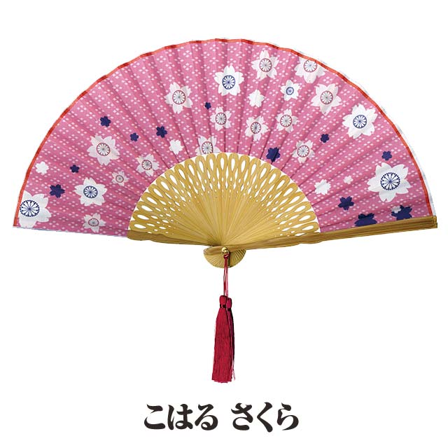 婦人布扇子 こはる さくら 扇子箱付-商品画像