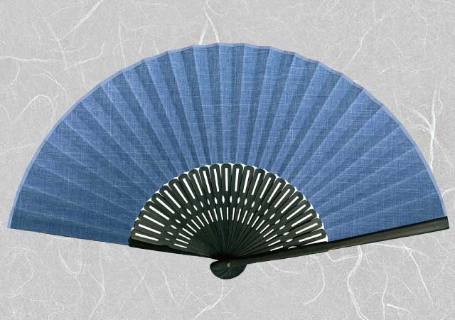 紳士布扇子 無地 ブルー -商品画像