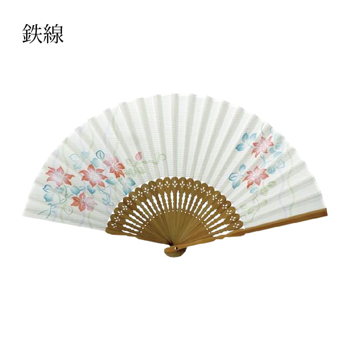 婦人布扇子 あわいろ和花 桜 鉄線 紫陽花　扇子箱付　-商品画像
