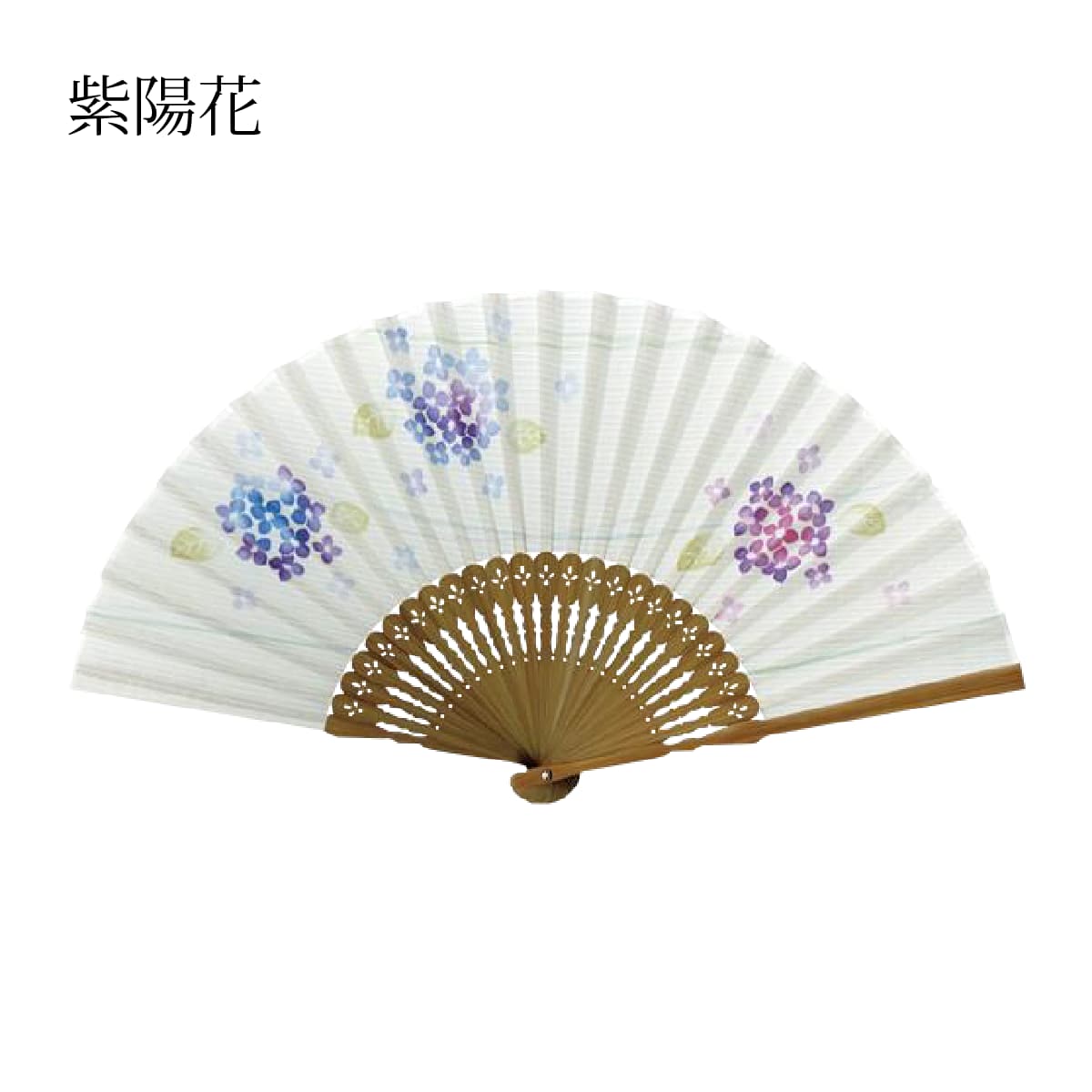 婦人布扇子 あわいろ和花 桜 鉄線 紫陽花　扇子箱付　-商品画像