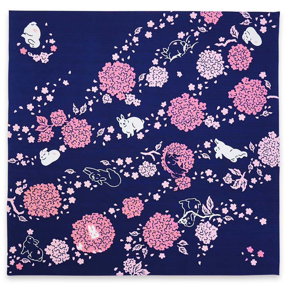 手捻染 大風呂敷 毬桜とうさぎ 日本製-商品画像